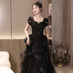 Libaixin black evening dress 2025 new style banquet light luxury niche high-end host graduation ceremony performance dress dress black M suggests 90-100Jin [Jin equals 0.5 kg]