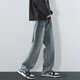 MAYBEYOND Jeans Men Summer Loose Casual Straight Pants Trendy American Pants Men MA73 Retro Blue 2XL