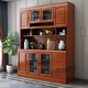 XMSJ Einfache moderne massive Holzkabinett Wohnzimmer Küche Wand Einseiten Essseite Weinschrank Schrank Aufbewahrung Tee Schrank 1,05 Meter 829# Walnuss Farbe 4 Türen