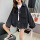 Einfache Richtung Denim Jacke für Frauen Internet Promi Trendy Kurzer loser und vielseitiger 2025 Frühlings- und Herbst-neue Denimjacke für Frauen Top 9929# Bildstil Rauchgrau 10xl S Empfohlen 80-100jin [Jin entspricht 0,5 kg]