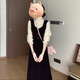 St. Paul's French Hepburn small fragrance fake two-piece knitted dress for women autumn and winter 2025 new temperament long skirt spring and autumn fake two-piece dress S size