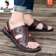 
Western Region Camel Men's Leather Sandals Summer 2025 New Beach Shoes Middle-aged and Elderly Dad Camel Casual Large Size Dual-Use Men's Earth Slippers Black Ou689 Upgraded Model-Camel Official Brand Official 45