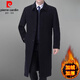 Pierre Cardin Autumn y Invierno de la chaqueta de cachemir masculina de mediana edad Wool lana de lana de lana larga al viento de rodilla Dad Top Long Negro (espesado con terciopelo) 1310-1 XL (180) recomendado 140-155 Jin [Jin equivale a 0.5 kg]