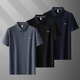 Scarecrow 2025 summer new men's plus-weight plus-size business casual lapel short-sleeved T-shirt 693 black 3XL