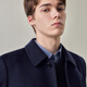 Emz Ordos [Wollkaschmir] Herrenmantel Frühjahr mit mittlerer Länge warmer Wollgeschäfts-Rever Jacke Herren Marine Blue S 165/88a