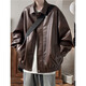 
Digada American retro brown leather jacket men's autumn and winter trendy brand versatile and handsome cleanfit versatile jacket WJS-W9274 black M