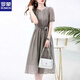 
ROMON high-end dress for women summer 2025 new temperament, fashionable waist-hugging slim and slim and unique gray skirt. Gray XL 117-127Jin[Jin equals 0.5 kg]