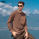 Enjeolon 330G Heavy Henley Collar Sweatshirt Men's 2024 Autumn New American Style Loose Pullover Top Brown 2XL