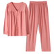 Modal 2024 Neue Pyjamas für Frauen im Frühjahr und Herbst, langärmelige, reine Baumwolle Großgröße Lose Baumwolle Herbst- und Winter-Heimkleidung Set XEQ9276 M Größe [vorgeschlagenes Gewicht: 85-100jin [Jin gleich 0,5 kg]]]