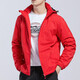 Western Camel VANCAMEL Trench Coat Jacket Women's Plus Fleece Thickened Short Jacket Windproof Warm Jacket Hooded Soft Shell Working Single Layer Jacket 9930A Chinese Red-Men [Solid Color] 2XL