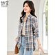 She enjoys long-sleeved shirt women's retro plaid shirt cardigan loose casual shirt jacket top women T143C2011