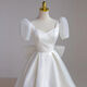 Wangmei evening dress for women 2024 new style wear autumn and winter slim French evening dress 2024 new style small person gets a marriage certificate and a white long dress wedding dress white long XS