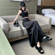 
Mu Yilin [2694 collections] New Chinese satin skirt for women in spring and autumn high waist slim skirt mid-length style dark temperament black M