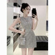 YiJINGXUAN French high-end temperament backless socialite dress for women in summer new light luxury niche evening dress nightclub silver dress M 95-105Jin [Jin equals 0.5 kg]
