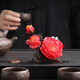 Tao Fuqi tea pet ornaments attract wealth, flowers bloom and wealth, tea table, tea tray, tea table, tea set accessories, color-changing peony tea, can be played and raised, flowers bloom, wealth, color-changing tea pet - red
