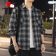 Pierre Cardin American Retro Plaid Shirt à manches longues pour hommes et femmes printemps et automne 2024 Nouvelle chemise de travail coréen lâche tricoté K12108 White L