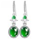 Shanguan natural A-grade jadeite sun green earrings egg-faced earrings ice jade S925 silver inlaid women's high-end fashion earrings Jade Yang green egg-faced earrings D653 S925 silver inlaid (with certificate)