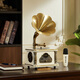 Otieno Antique Vinyl Phonograph Decoration Mini Rechargeable Bluetooth Speaker Retro Birthday Gift Home Ornament Microphone Version Brown Plug-in Rechargeable Free Music USB Disk
