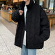 Poke Lingge cotton jacket for boys winter new American fashion brand stand collar thickened cotton jacket loose warm cotton jacket black XL 125-145Jin Jin is equal to 0.5 kg