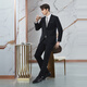 Siete marca Suit Men's 25 negocios de primavera y verano ropa formal fácil de hacer collar plano entrevista con chaqueta de traje 126JC70760 Negro 50 B