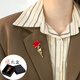 Jieyi light luxury fashion women's brooch high-end corsage collar button suit accessories men's suit maple leaf badge breast button badge corsage red tassel rose + gift box 5.8*2.1