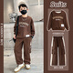 
McTicco boys spring suit 2024 new children's spring Maillard big boys' handsome sweatshirt blowing up the street fashionable spring and autumn 4843 brown color + 15052 brown color 170cm