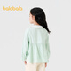 Balabala Balaba children's clothing children's long-sleeved shirt girls autumn clothing sweet and cute literary plaid top children's lapel white and green tone 00414 130