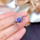 OEMG natural tanzanite ring s925 sterling silver fashionable exquisite fresh flower style 5*5mm exquisite and compact
