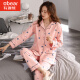 Funny Bear Pyjamas für Frauen in Sommer-langärmelige Hosen für Frauen im Frühjahr und Herbst und Winter Strickjacken losen lässige Baumwolle große Heimkleidung Nshzy-9755 m