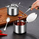 304 stainless steel chili oil jar, household oil spicy jar, kitchen lard seasoning jar, 3 conjoined lids, 350ML+ food spoon with lid