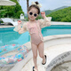 Chu Feng Swimsuit Girls Princess 2024 New Sun Protection Children's Swimsuit Bottoms Girls Summer One-piece Swimsuit Baby Girl Swimsuit Pink 140cm