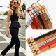 Yunfan H Home Kelly Real Leather Thin Belt Women's Lock Kelly Coat Summer Decoration avec jupe taille 13780 Classic Black Gold Buckle