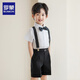 
Romon boys dress baby suit little host suit piano performance boys birthday strap suit four-piece set: shirt + shorts + strap + bow tie 130
