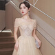 Li Baixin champagne color art exam evening dress new small birthday party temperament light luxury niche high-end host skirt champagne color long L recommended 100-110Jin Jin equals 0.5 kg