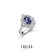 HKHL 925 Silver Tanzan Blue Gem Gem Ring For Women Ring Light Luxury High-End Sends для женских колец, чтобы дать подруге подарки в Гонконг DU № 14-16 (подходит для США Код 7#)