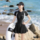 梵迪拉（F.DYRAA）游泳衣女款成人游泳馆显瘦温泉连衣裙式泳装三件套15051黑色 M