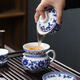 MULTIPOTENT complete tea set set Chinese white porcelain blue and white tea cup cover and bowl set gift gift box set