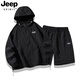 吉普（JEEP）防晒衣套装男夏季2025新款防紫外线冰丝防晒服短裤两件套男女 672-桔红套装 M