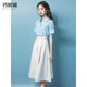 Majiaomei dress women's suit 2025 summer new fashionable age-reducing small person wearing casual shirt skirt for women top + skirt (without belt) M