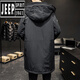 Jeep (JEEP) autumn and winter men's mid-length windbreaker men's thickened parka coat plus cotton hooded loose two-cotton jacket trend Military green S loose fit is large
