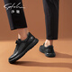 SATCHI men's shoes new fashion swivel buckle casual sneakers for men cowhide comfortable non-slip wear-resistant one-leg business leather shoes for men black-X20462092 40 one size larger than sports shoes