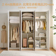 Quanyou Home Cream Style Large Wardrobe with Dressing Table Combination Wall Wardrobe Plus Height Clothes Storage Cabinet Two-Door Wardrobe + Dressing Cabinet + Makeup Mirror + Makeup Stool