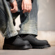 Mr. a Derby Schuhe Herren -Low Top Martin Boots Britisch -Stil Runde Zehen große Zehenschuhe Schwarze Arbeitspeakschuhe Dicke alleinige Freizeitlederschuhe Mra Gloss Schwarz 43 Herrengröße