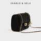 CHARLIE&KELLI brand CK light luxury bag women's bag shoulder bag women's crossbody bag rhombus small square bag Chinese Valentine's Day gift black Jingcang Suda gift bag packaging