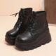 
Zhenxi Cos high-rise shoes for women thick-soled Martin boots, sponge cake sole, high-heeled boots, British style black versatile comic exhibition shoes, black 8CM [size 38]