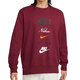 Nike (Nike) Sweatshirt-Jacke für Männer 2024 Frühlings- und Herbst-New Sportswear plus Samt warmer runder Nackenpullover FN2611-010 FN2611-677 Rote Innenfutter XL