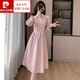 Pierre Cardin (pierre cardin) cheongsam sweet cool style new Chinese style improved dress women's spring wear 2024 new waist style a-line mid-length skirt pink XL