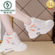 Specht echtes Leder Daddy Schuhe für Frauen 2025 Herbst New Wedge Super Hot Frauenschuhe weiche alleinige Reise Sportschuhe 826 Weißes Leder (innerhalb von 8 cm Höhe) 36