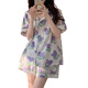 Tulip Pajamas Women's Short Sleeve Sweet Ins Small Fresh Girls Pajamas Comfortable Breathable Outerwear Set FY3937 M Recommended 80-100Jin Jin equals 0.5kg