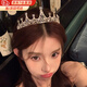 First birthday crown tiara, eighteen-year-old coming-of-age ceremony sparkling diamond headband, marriage proposal, photo props, high-end hair accessories, silver princess crown, black gilt gift box